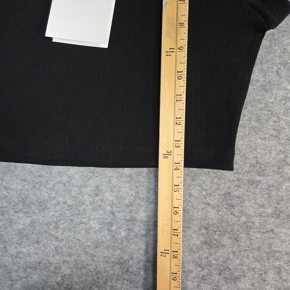Alexander Wang Black Embossed Logo Cropped Ribbed T-Shirt Women S - Picture 5 of 6